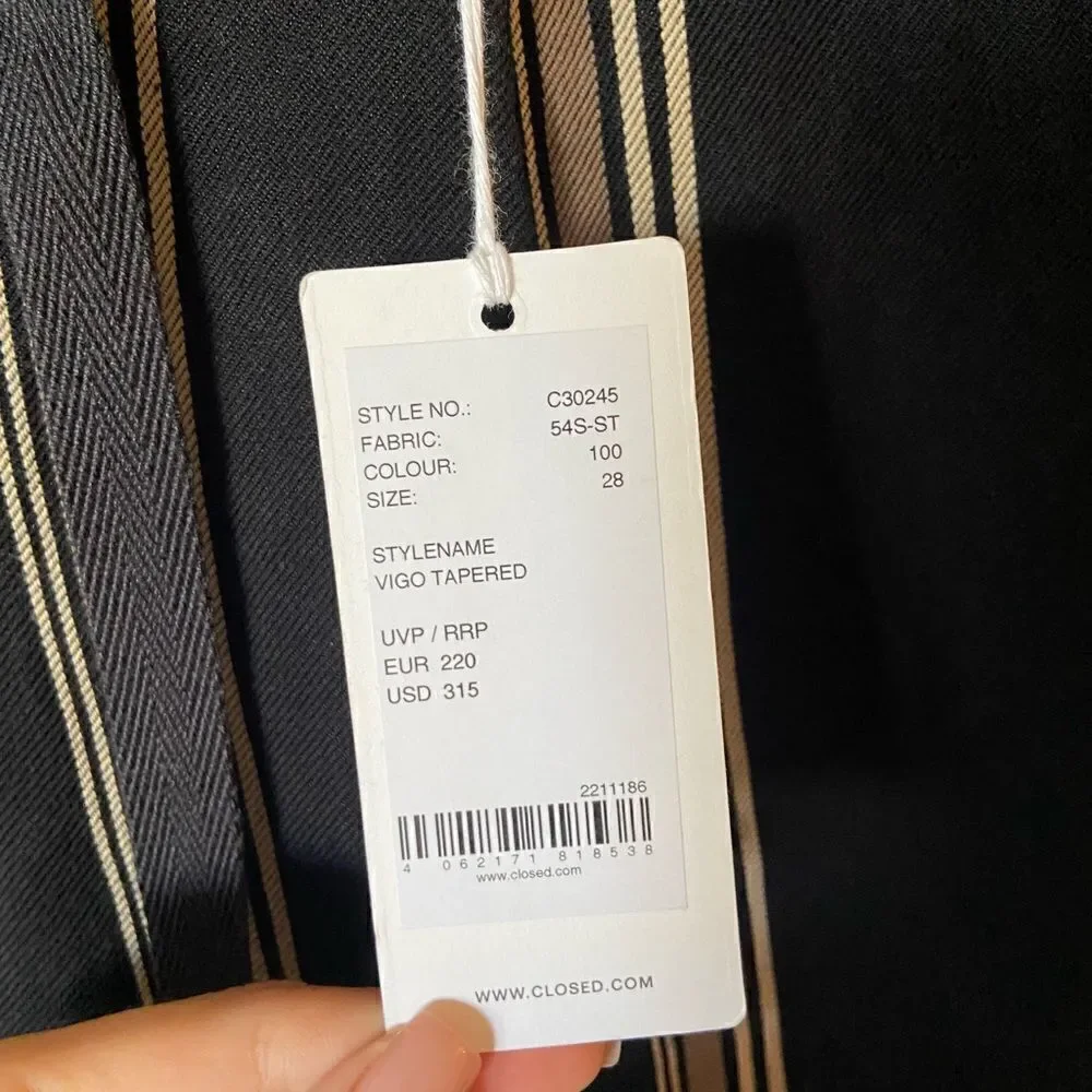 NWT Closed Vigo Blue Dress Pants Stripped Straight Leg Size 28